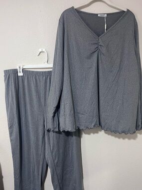 Ekouaer: Women's Gray Pajama Set